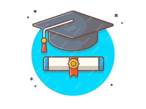 Premium Vector Graduate Cap With Scholarship Icon Illustration
