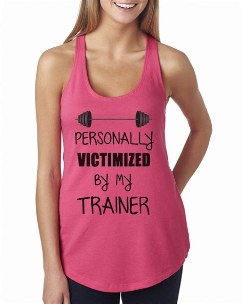 funny threadz women s funny flowy gym tank top “personally victimized by my personal trainer