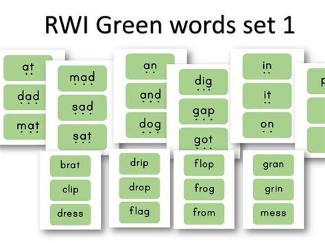 printable read write inc green words set 1 gbrgot1