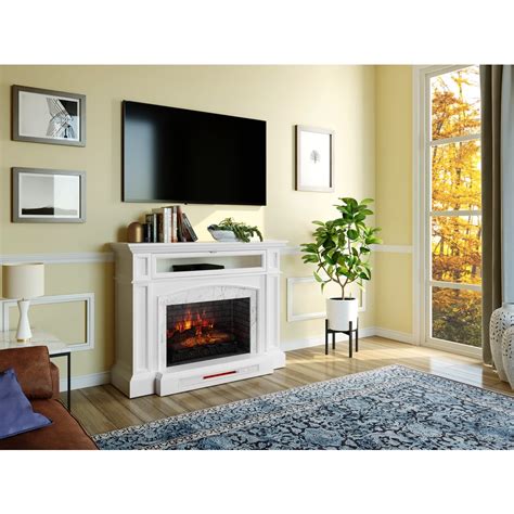 White Flat Wall Electric Fireplaces At