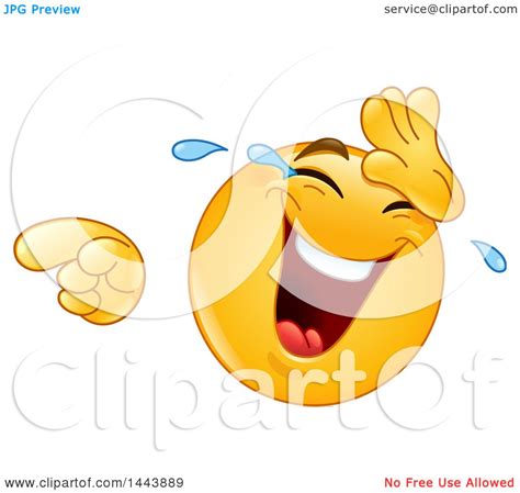 Clipart Of A Cartoon Yellow Emoji Smiley Face Emoticon Laughing Crying