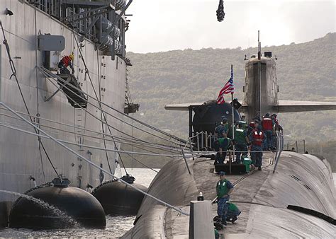 Line Handlers Aboard The Ohio Class Guided Missile Submarine Uss