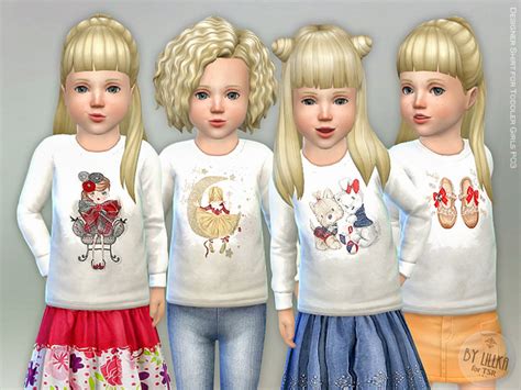 Designer Shirt For Toddler Girls P03 By Lillka At Tsr Sims 4 Updates