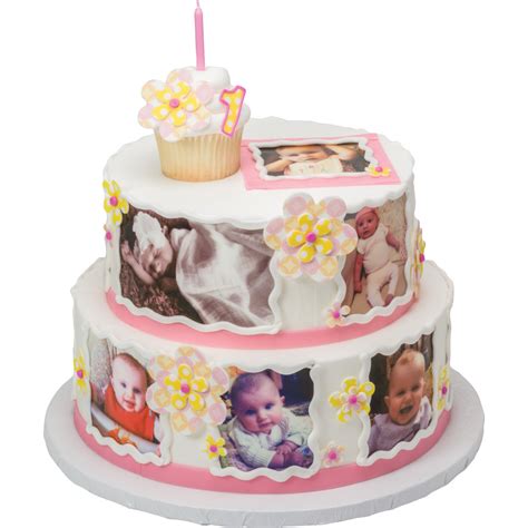While other aspects of the party might be easy to plan (such as the theme, decorations, favors, etc.), the cake tests your originative. DecoPac - PhotoCake® 1st Birthday Photo Montage Cake