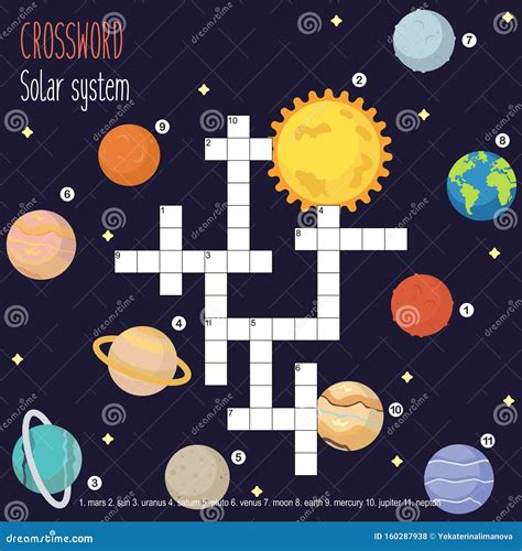 Puzzle De Crucigramas Sistema Solar Ilustración Del Vector