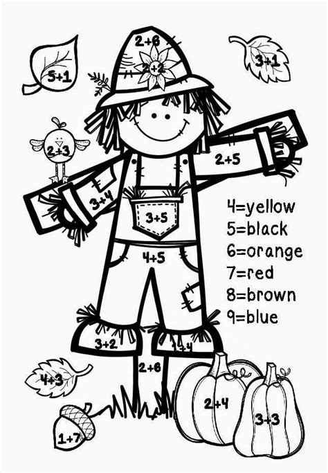 Easy Addition Coloring Sheets Fall Addition Color By Number Fall Math