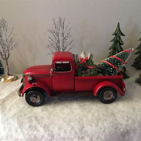 Farmhouse Red Truck Christmas Vintage Style Red Truck With Logs