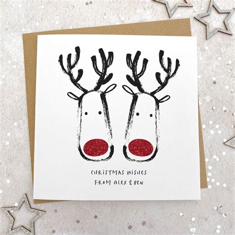 Bespoke Glittery Reindeer Christmas Cards X 10 By Mondaland
