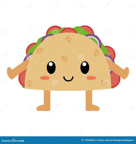 Cartoon Taco Drawing Traditional Mexican Food Vector Illustration