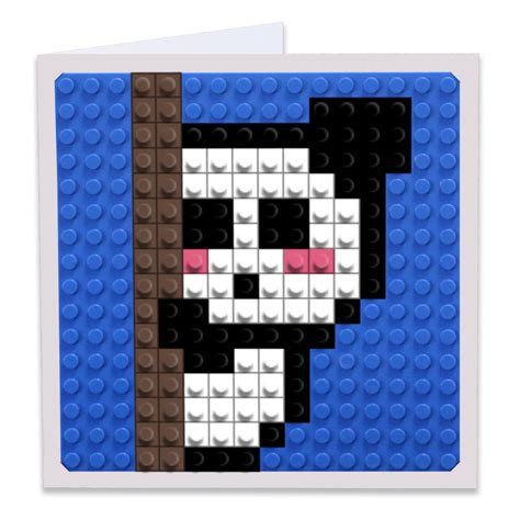 Shy Panda Pixel Art Build On Greeting Card Brik