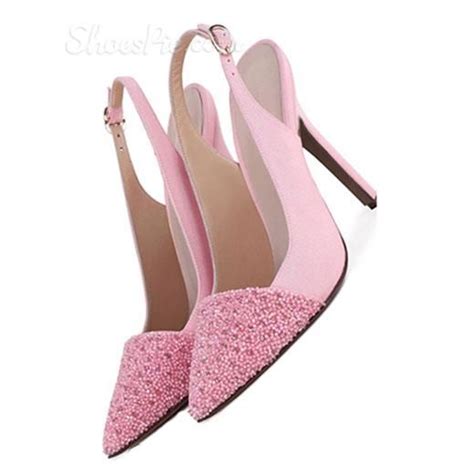 Shoespie Hot Pink Rhinestone Stiletto Heel Slingbacks Heels Stiletto Heels Shoespie