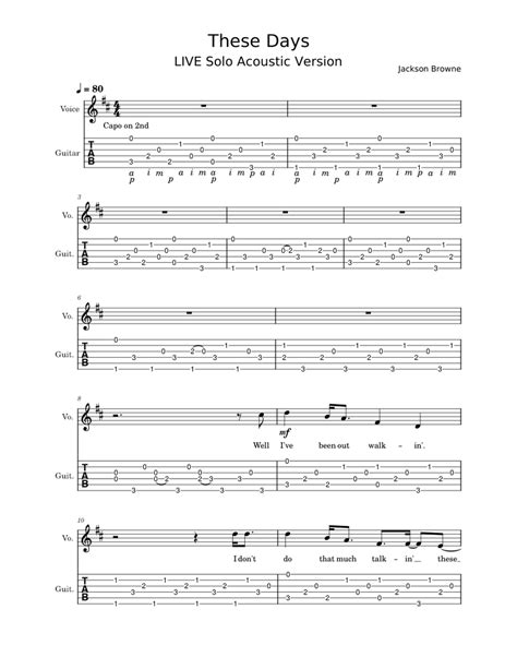 These Days Jackson Browne These Days Sheet Music For Vocals Guitar