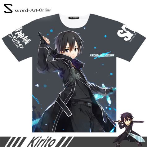 New Anime Sword Art Online Kirito T Shirt Full Color Printing Casual