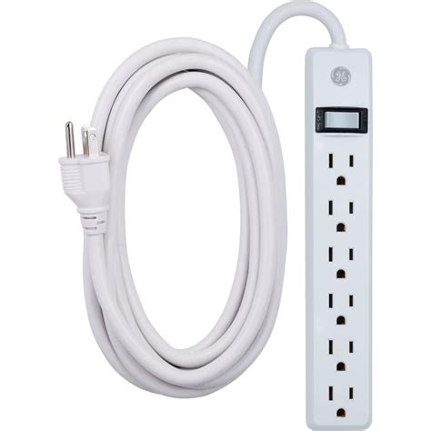 Ge 6 Outlet Grounded Power Strip With 12 Ft Long Extension Cord In
