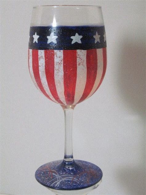 Patriotic Wine Glass By Wildcraftybffs On Etsy Hand Painted Wine