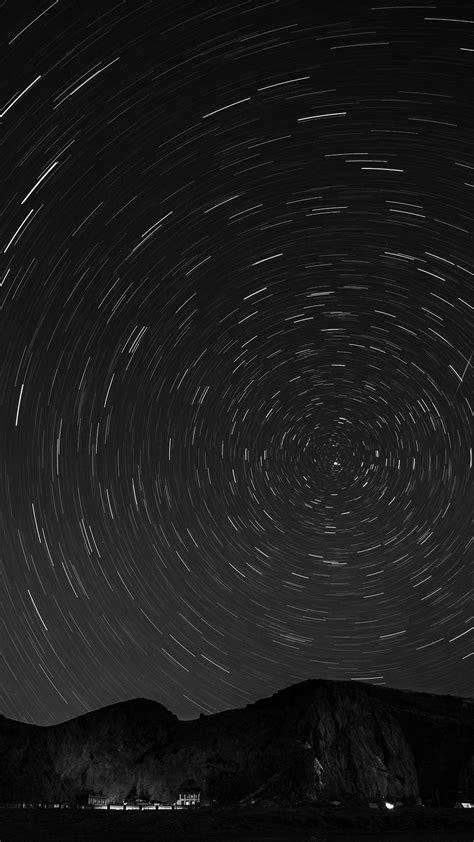 Nh58 Sky Star Round Night Bw Dark Nature Mountain Wallpaper