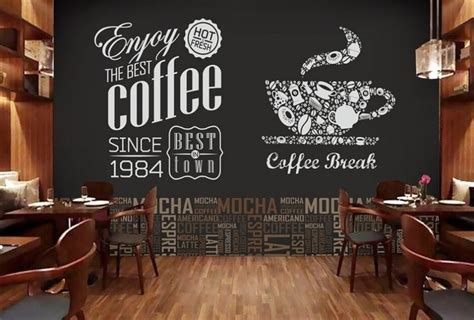 Coffee Mocha Typography Wallpaper Mural Coffee Shop Decor Coffee