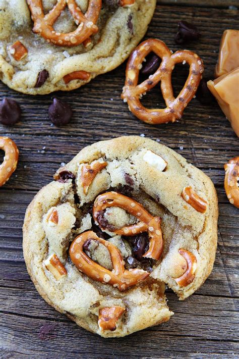 Salted Caramel Pretzel Chocolate Chip Cookies Two Peas