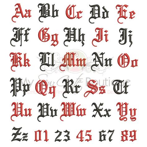 Old English Machine Embroidery Font Monogram Alphabet Old Etsy In