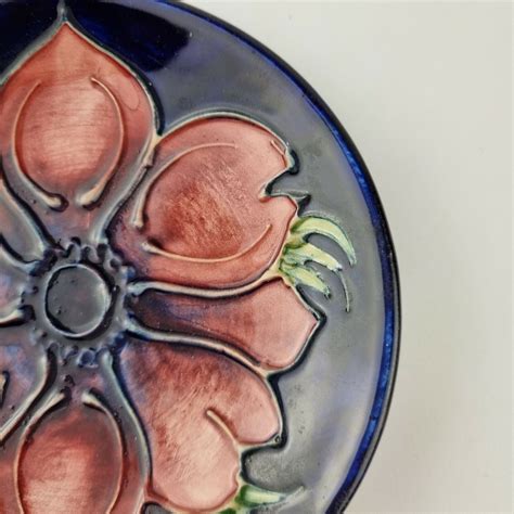 Vintage Moorcroft Pottery Pin Dish Coaster Decorated Anemone Flowers 117cm Ebay