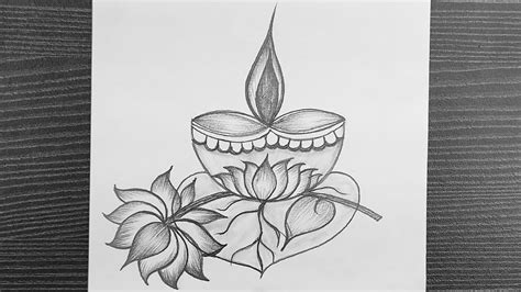 Diya Drawing With Pencil Easy Diya Drawing For Kids Diwali