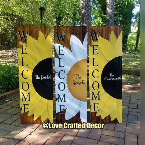 Hand Painted Flower Welcome Signs Summer Wood Sign Painted Wood