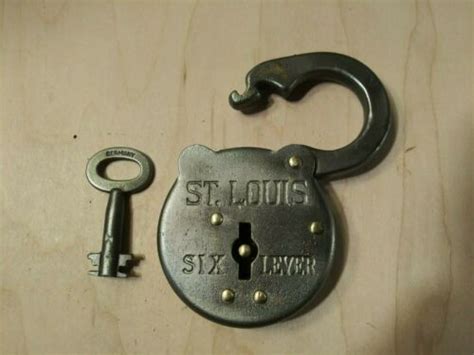 Antique Vintage 1904 St Louis Worlds Fair Steel 6 Lever Padlock Lock