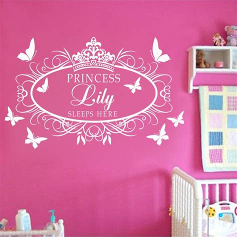 Custom Personalised Name Princess Crown Wall Art Sticker Kid Decal