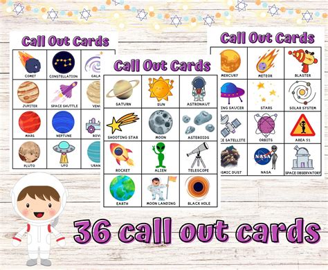 Outer Space Bingo Cards Instant Download Solar System Bingo Cards