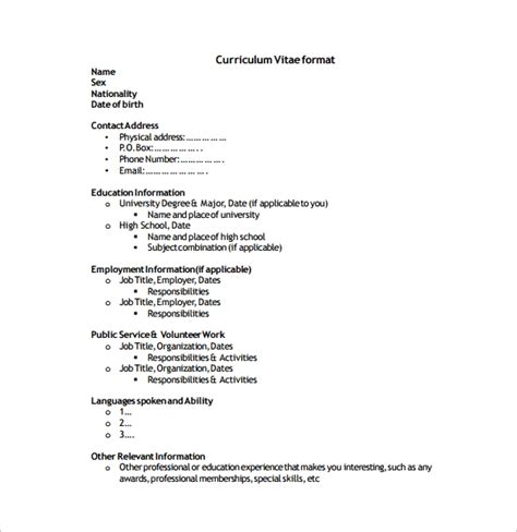 A current, comprehensive cv is required from the applicant. 9 Sample CV Templates Download for Free | Sample Templates