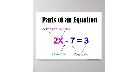 Parts Of An Equation Algebra Poster Zazzle