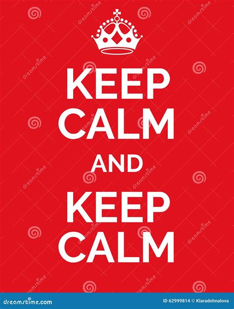 Keep Calm And Keep Calm Vector Card With Crown And Text On Red Background Vector Illustration