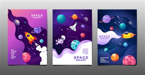 Set Of Space Themed Banner Templates 833377 Vector Art At Vecteezy