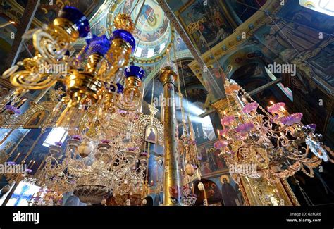 Ornate Lights At The Russian Monastery St Panteleimon In The Autonomous Orthodox Christian