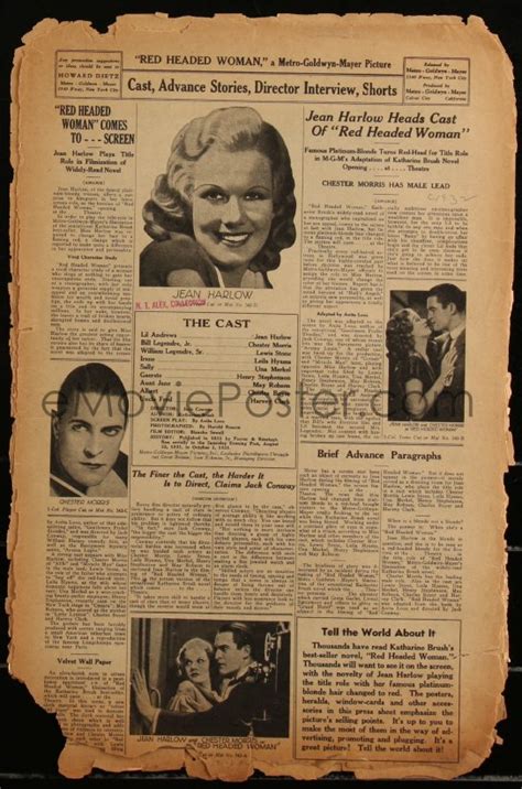3b0134 Red Headed Woman Pressbook 1932 Sexy Jean Harlow Chester Morris Lewis