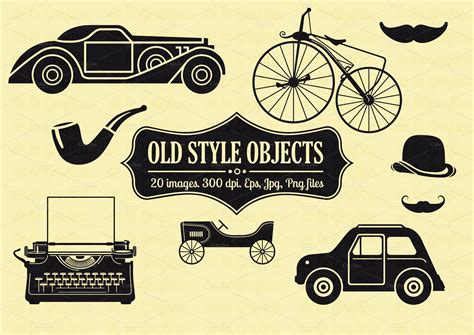 20 Old Style Objects Vector Set ~ Objects On Creative Market