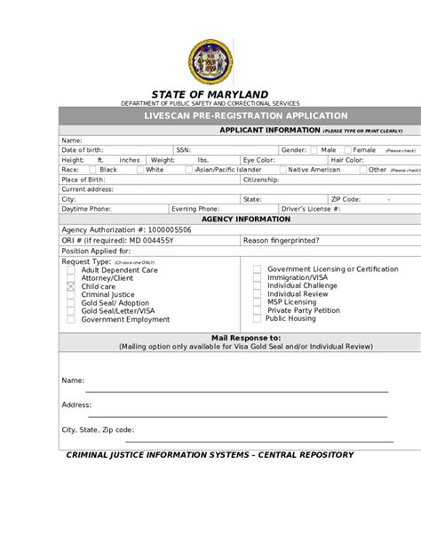 STATE OF MARYLAND DEPARTMENT OF PUBLIC SAFETY AND CORRECTIONAL SERVICES