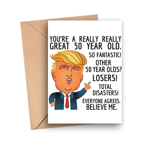 Funny 50th Birthday Card Trump Birthday Card For 50 Year Old Etsy
