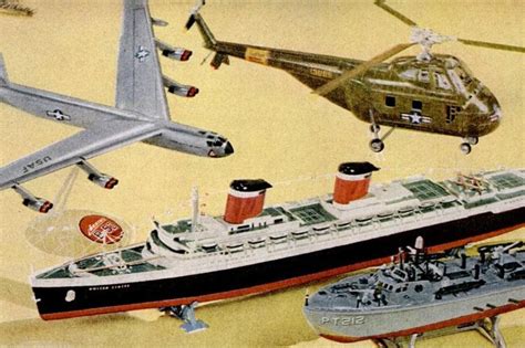 Revell Jet Plane And Guided Missile Ship Model Kits From The 1950s