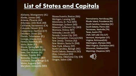 I know i could just save it in a file somewhere on my hard drive, but what fun is that? List of States and Capitals | List of 50 States - YouTube