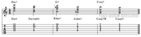 Jazz Guitar Chords Over Ii V I Progression Examples