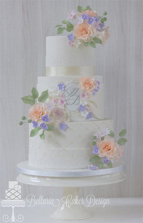 Ivory Wedding Cake With Pastel Flowers