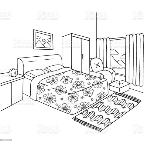 Bedroom Stock Illustration Download Image Now Black And White Mat