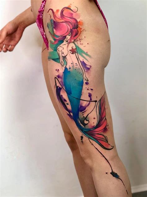Lovely Mermaid Thigh Tattoos Tattoo Designs Tattoosbag Com