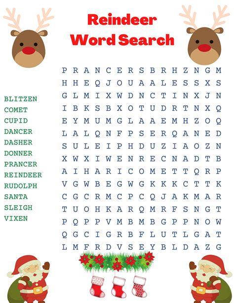 Reindeer Word Search Etsy