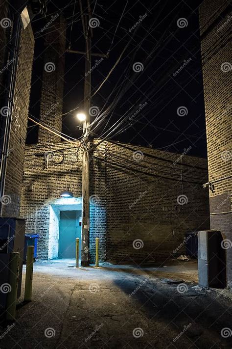 Dark And Eerie City Alley At Night Stock Image Image Of City