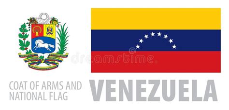 conjunto de vectores del escudo de armas y bandera nacional de venezuela ilustración del vector