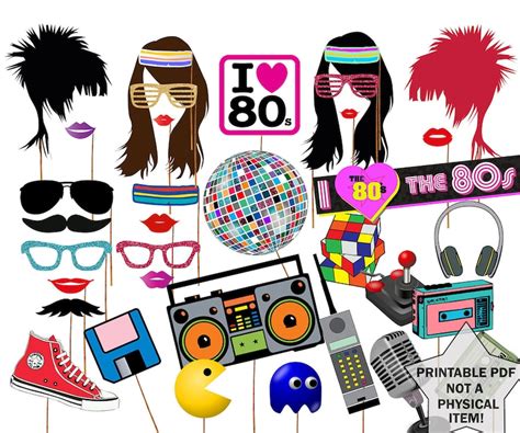 80s Photo Booth Props 80s Party Props Etsy