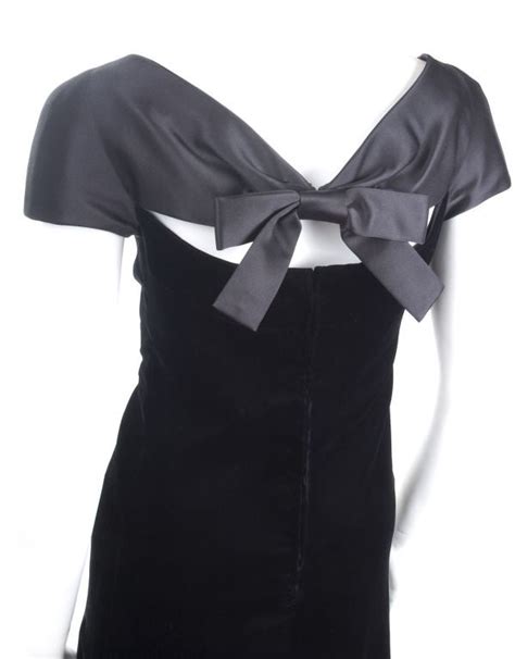 Vintage 70 Christian Dior Velvet Dress With Bow On The Back For Sale