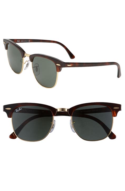 ray ban classic clubmaster 51mm sunglasses in brown for men dark tortoise lyst